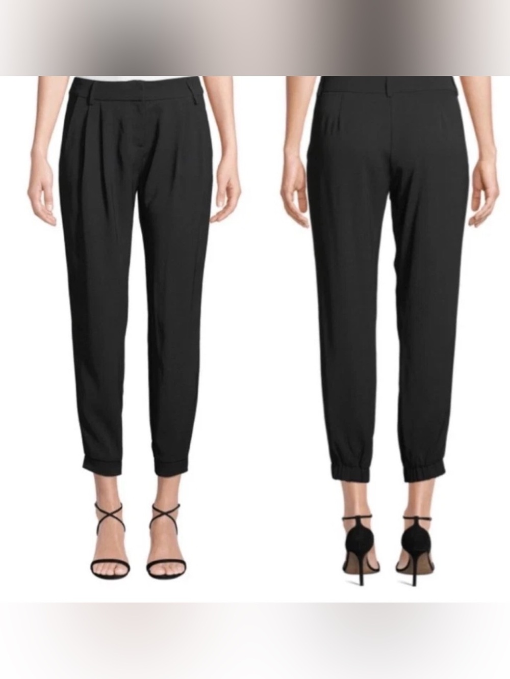 Parker Black Pleated Dress Ankle Jogger Pant Career Business Casual Women’s 12